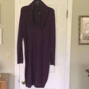Sweater dress. Deep purple, cowl neck. Worn once. Front waffled/back smooth.